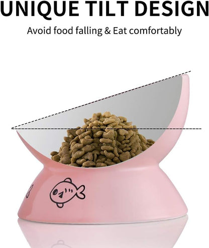 Elevate Your Pet's Dining Experience with Our Stylish Pink Ceramic Raised Cat Bowl - Perfect for Small Cats and Dogs!