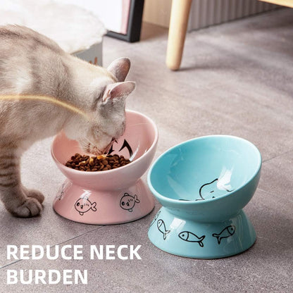 Elevate Your Pet's Dining Experience with Our Stylish Pink Ceramic Raised Cat Bowl - Perfect for Small Cats and Dogs!
