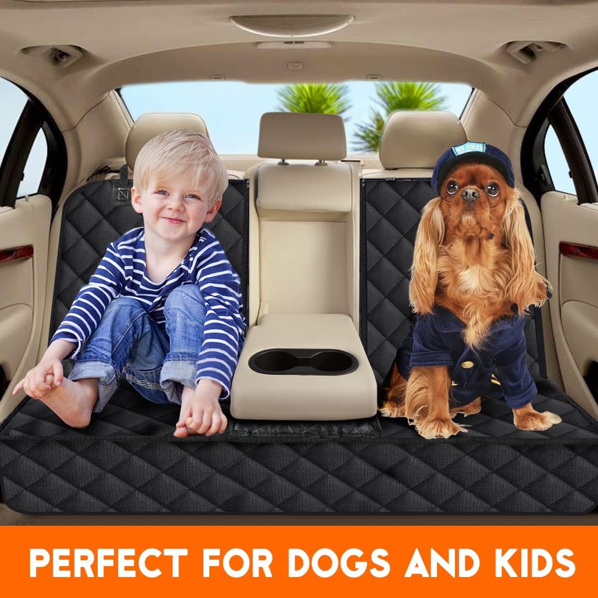 Ultimate Waterproof Dog Car Seat Cover - Non-Slip Back Seat Protector for Dogs and Kids - Fits Most Cars, Trucks, and SUVs - Black