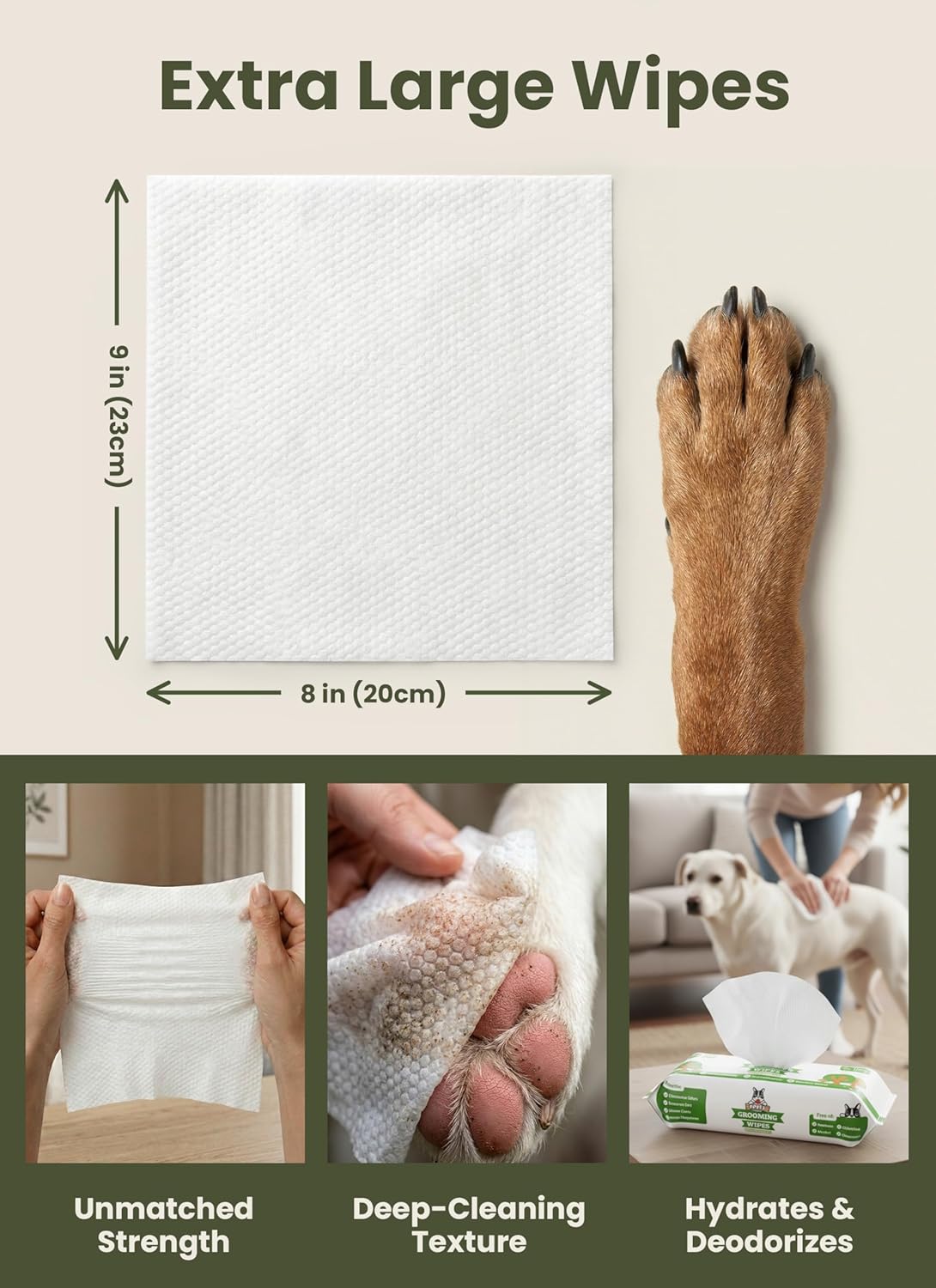 Pogi’s Hypoallergenic Dog Wipes – Gentle, Fragrance-Free Cleaning for Paws, Body & Face – 400 Count Super Pack