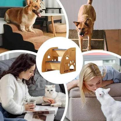 Elevate Your Pet's Comfort with Our Stylish Non-Slip Wooden Dog Stairs for Easy Access to High Beds and Couches