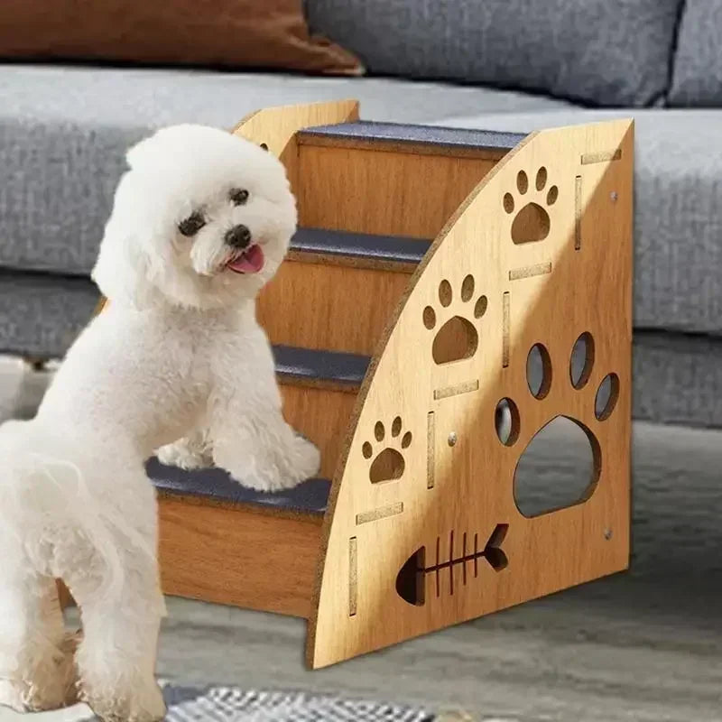 Elevate Your Pet's Comfort with Our Stylish Non-Slip Wooden Dog Stairs for Easy Access to High Beds and Couches